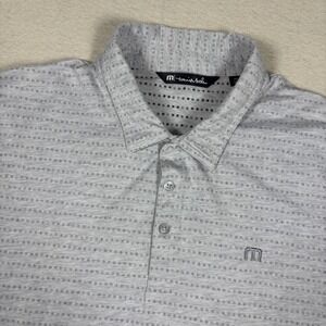 Travis‎ Mathew Polo Shirt Mens 2XL Gray Dotted Golf Performance Stretch Casual